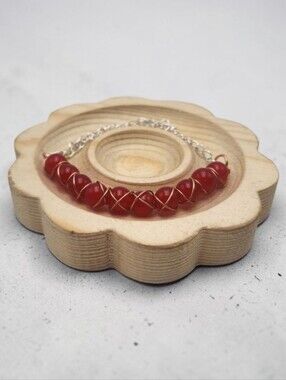 Handmade Wire-wrapped Adjustable Red Beaded Bracelet